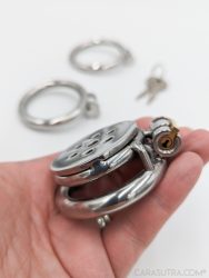 Lock The Cock Flat Gatling chastity cage, suitable for sexual control and chastity tasks set by a Domme