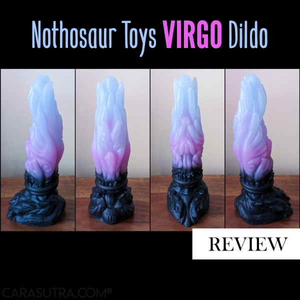 I hadn’t heard of Nothosaur Toys before I was approached for this sex toy review, but I’m so glad I know about them now! They create all kinds of fantastical and exotic dildos, based on theology & legends, in a wide variety of colours and textures. Today I’m reviewing the Nothosaur Toys Virgo Dildo, from their Zodiac sex toys collection. Just look at how gorgeous it is!