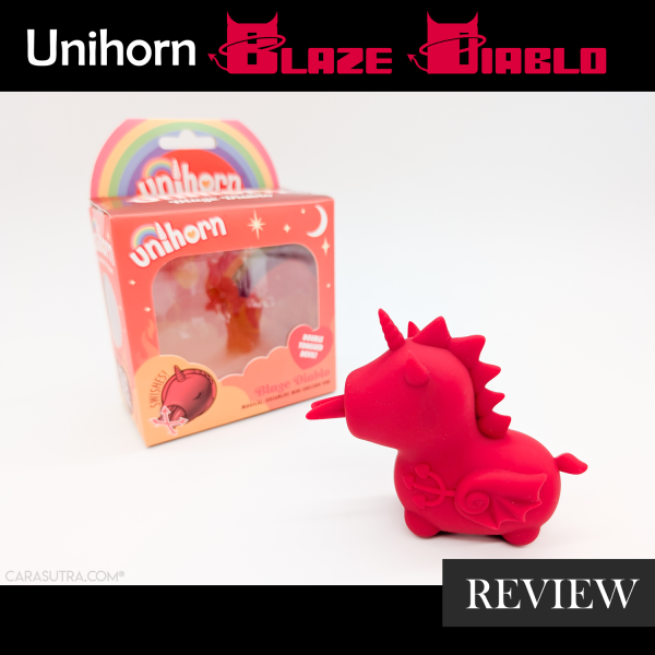 The Unihorn Blaze Diablo Unicorn Swishing Tongue Vibrator is, without doubt, one of the cutest sex toys I've ever seen. It's devil-inspired, sure; but it's more 'fierce kitty goes rawr' kawaii rather than true hellish demon torment. I love the look, I love the smooth & safe silicone material, and I love the colour - my favourite, red.