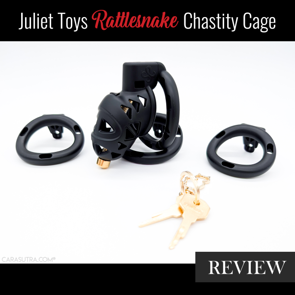 Many thanks to my slave Penny for his detailed and honest thoughts on the Juliet Toys Rattlesnake Chastity Cage – always a pleasure to put him to work for me, especially writing a product review while squirming in denied desire in a locked chastity cage.