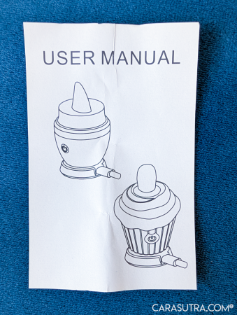 GITM Playbook Cupcake Vibrator user manual leaflet showing a line drawing of the toy and its charging dock