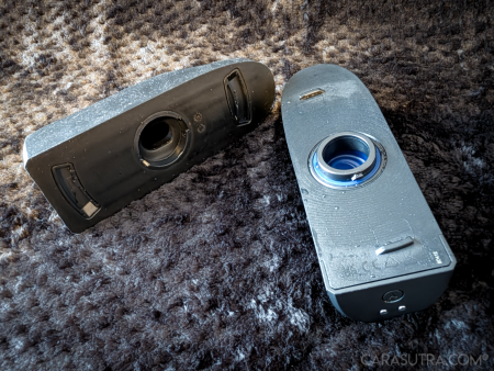 Arcwave Ion 2 twisted apart into its two sections, showing the removable sleeve and inner Pleasure Air mouth