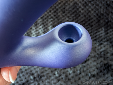 Side-on close-up of the ROMP Pulse Rabbit’s Pleasure Air nozzle opening