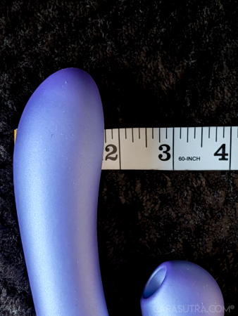 A tape measure held across the internal shaft of the ROMP Pulse Rabbit to show its girth