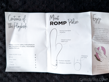 ROMP Pulse Playbook pages: contents list, a labelled “Meet ROMP Pulse” diagram and usage guide